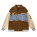 Herretøj Street niche denim patchwork baseballjakke til mænd og kvinder efterår plus fløjl fortykket oversize jakke_voghion.com