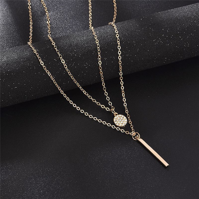 Stile semplice Stile classico Colore pieno Lega Intarsio Strass Collane a strati da donna_voghion.com