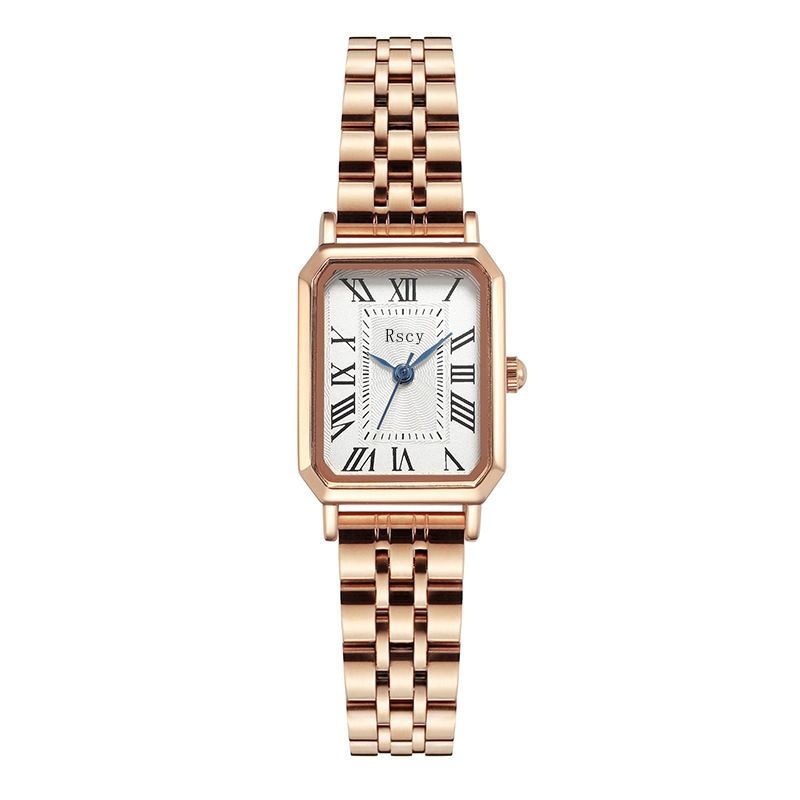 Nieuw licht luxe dames kleine wijzerplaat senior gevoel voor temperament retro roségouden stalen band luxe klein vierkant horloge_voghion.com