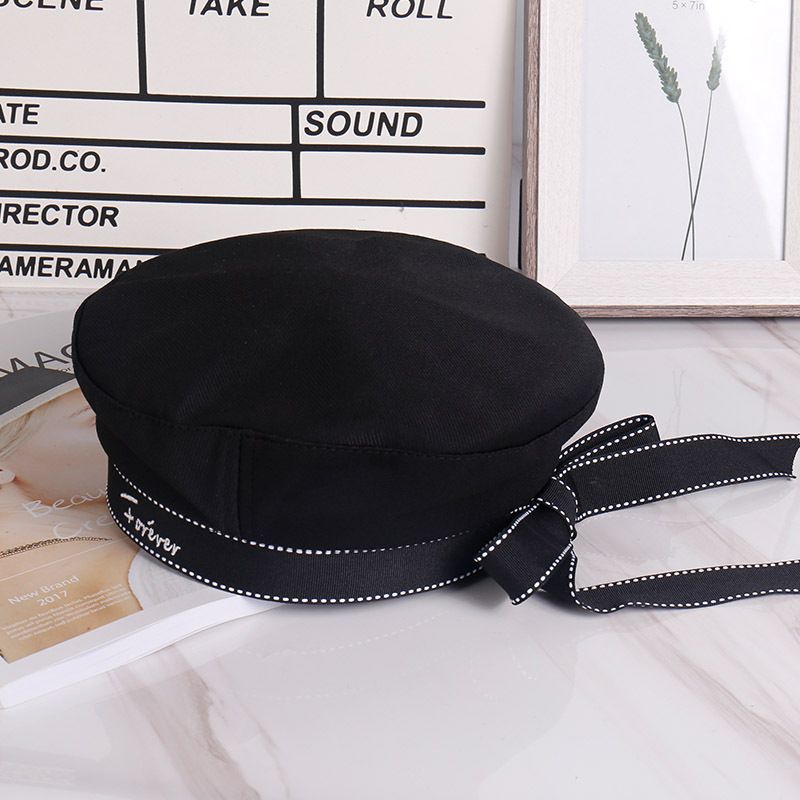 Boina estilo azul marino para mujer, uniforme blanco, cinta, marinero, tiro, escenario, actuación, sombrero de tripulación_voghion.com