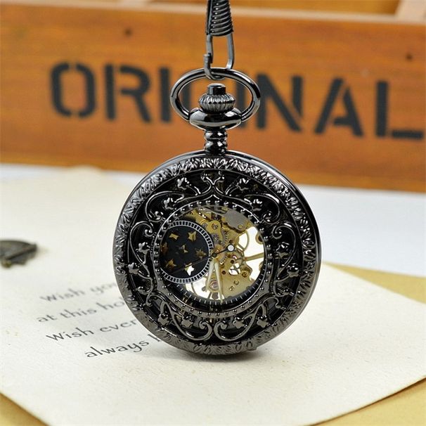 Vintage manual mechanical pocket watch clamshell carved lovers watch men's pocket watch_voghion.com