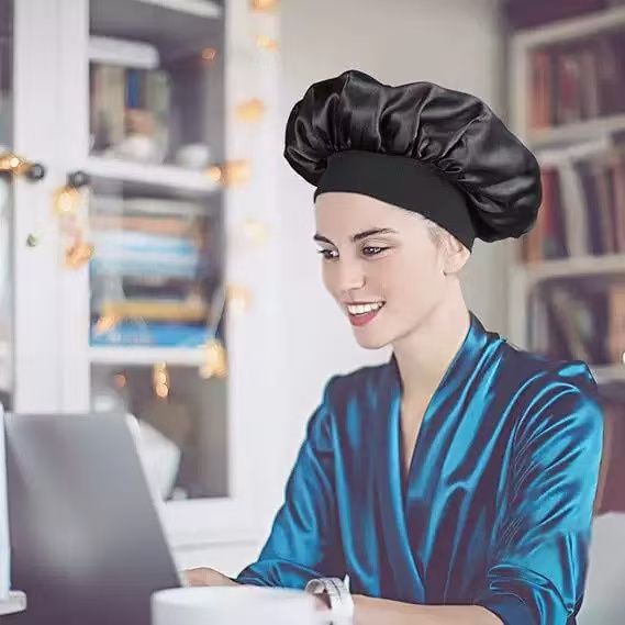 Wide-brimmed High-elasticity Headscarf, Beauty Cap, Shower Cap, Women's Nursing Satin Sleeping Cap_voghion.com