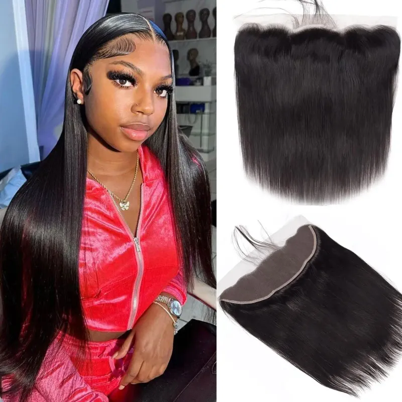13x4 Lace Frontal Closure Straight Human Hair Ear to Ear Lace Frontal Free Part Pre Plucked_voghion.com