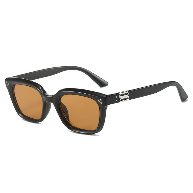 2025 New Retro Gray Square Rivet Sunglasses Women's High-end Sunglasses Tide_voghion.com