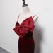 Burgunderrotes Samt-Abendkleid – trägerloses Prinzessinnen-Ballkleid mit Schleife für Bankette und Empfänge (XS-XXL)_voghion.com