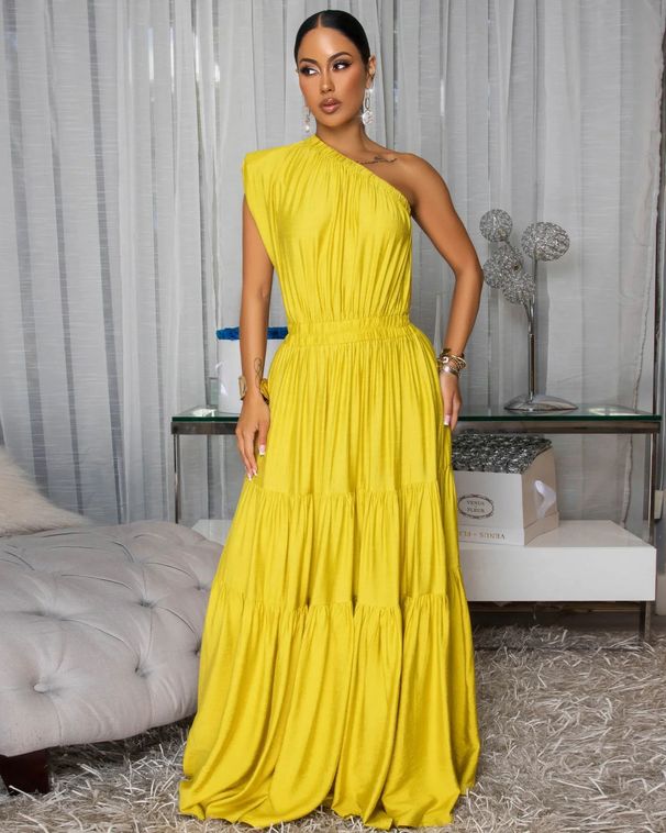 Elegantes und bequemes Kleid für Damen mit einfarbigem Schulternaht-Design, neuer Stil für den Urlaub am Meer_voghion.com