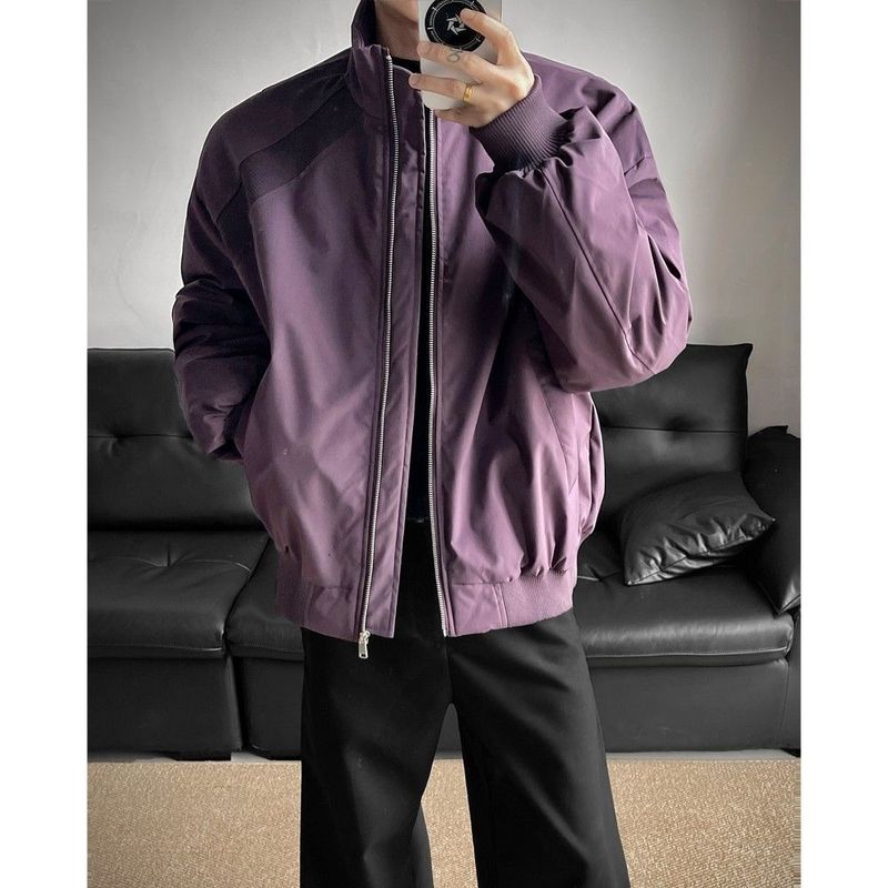 Pulse American Style Trendy Brand Stand Collar For Men Winter Thickened Warm Cotton Coat Handsome Short Jacket Windbreaker_voghion.com