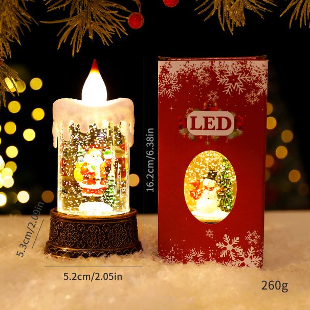 Festliche, mit Wasser gefüllte LED-Weihnachtskerzen – Laternen mit Schneemann-, Weihnachtsmann- und Baummotiven, batteriebetrieben, flammenlose Dekoration_voghion.com