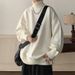 Neuer weißer Rollkragenpullover im Lazy-Style für den Wintertrend der Herren, lockerer und vielseitiger Pullover mit einfarbiger Grundlinie_voghion.com