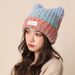 Versione coreana di Abifeng, cappello da donna in maglia di lana con motivo a gatto, in autunno e inverno, calda protezione per le orecchie, cappello freddo per_voghion.com