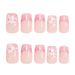 Chinesischer Nagel, 24 Stück, rosa Glitzer, französische künstliche Nägel, Blumendesign, zum Aufstecken, tragbare Nagelkunst-Patches_voghion.com