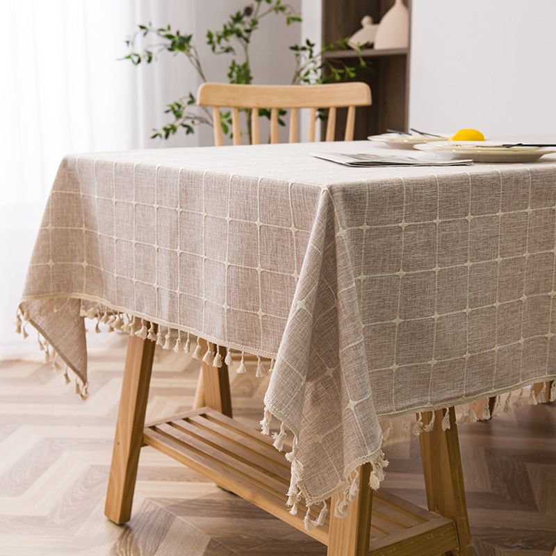 Skandinavische Polyester-Tischdecke – rechteckige Ess- und Couchtischdecke, staubdicht und hitzebeständig in Erdtönen (140 x 90 cm/180 cm/200 cm/220 cm)_voghion.com