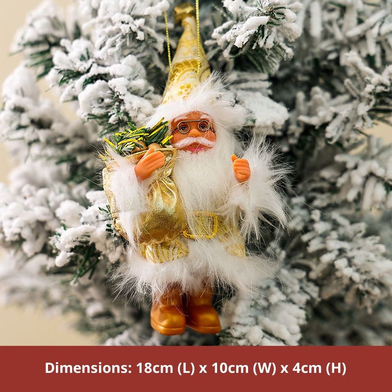 Décoration festive de Noël en forme de poupée Père Noël - Ornement de Noël argenté sur pied pour la maison, les fêtes et les cadeaux (rose/rouge/blanc)_voghion.com