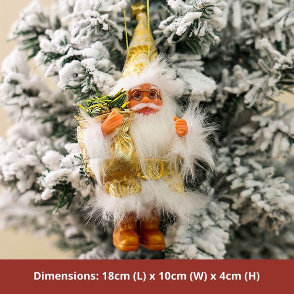 Décoration festive de Noël en forme de poupée Père Noël - Ornement de Noël argenté sur pied pour la maison, les fêtes et les cadeaux (rose/rouge/blanc)_voghion.com