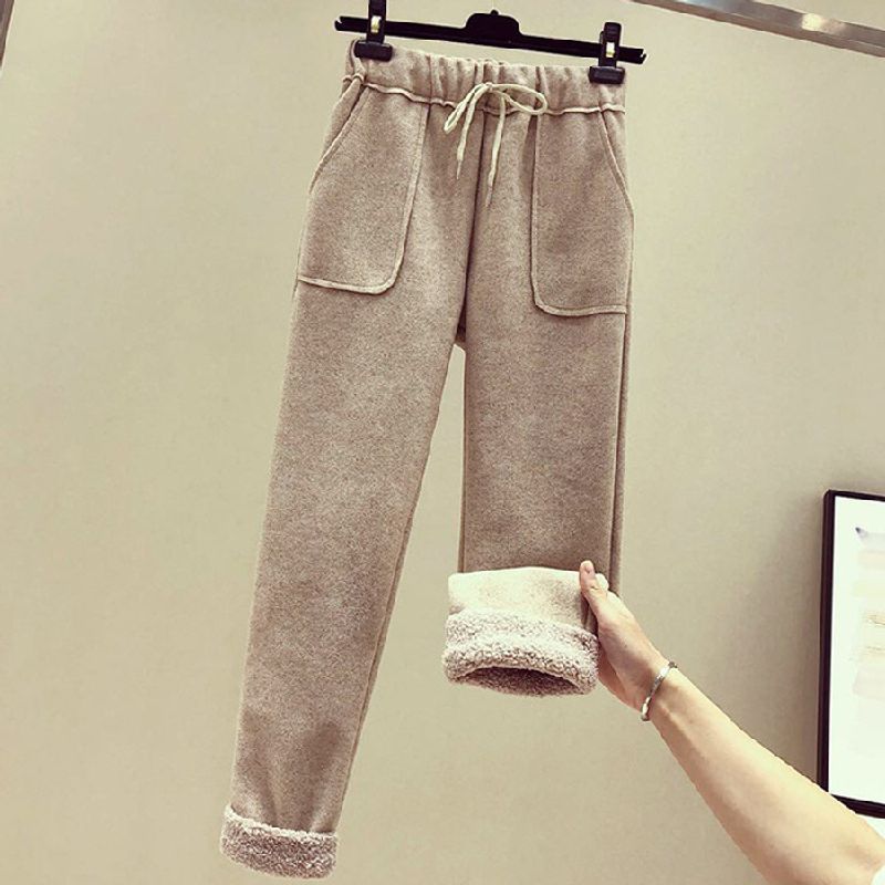 311 # Suéter de lana de cordero de nuevo estilo para mujer, de otoño e invierno, de tubo recto, informal, de cintura alta, con nueve puntas y zanahoria_voghion.com