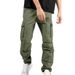 25 Spring Summer New Men's Casual Pants Multi-Pocket Solid Color Loose Jogger Cargo Trousers_voghion.com