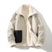 Men's Winter Fleece-Lined Bomber Jacket With Faux Fur Collar, Windproof & Warm, Plus Size Available In Camel & Beige_voghion.com