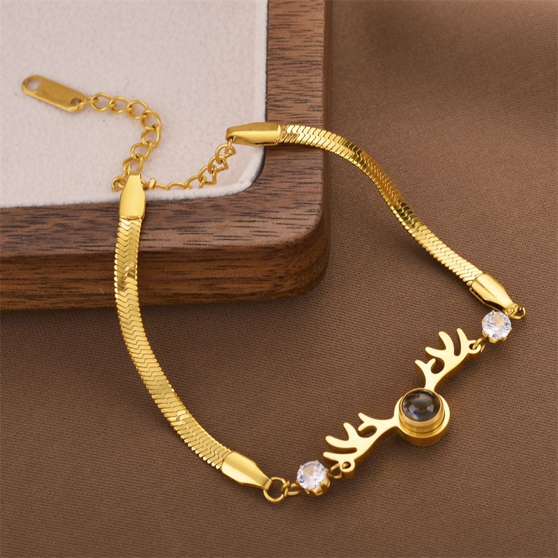 Proiezione "All The Way With You" in 100 lingue. Ti amo. Bracciale in acciaio al titanio, osso di serpente femminile._voghion.com