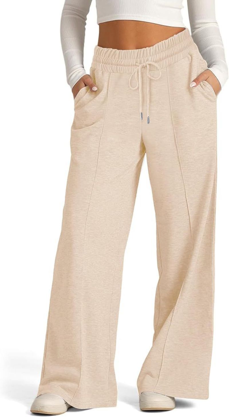 Yoga-Jogginghose mit geradem Bein, lockere Trainingshose für Damen, weites Bein, Outdoor-Fitnessstudio, Laufen, lässige Trainingshose_voghion.com