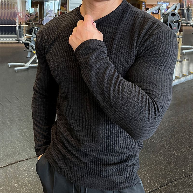 ​​Men's European Knit Sweater – Long Sleeve Crewneck Pullover (Black/White/Khaki/Bluish/Iron Gray/Red/Matcha, M-3XL)​​_voghion.com