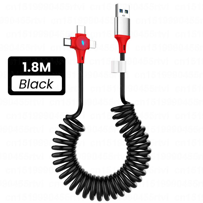 Câble USB de chargement à ressort 3 5A en 1, cordon de données pour Huawei 3 en 1 2 en 1, Micro USB type-c, chargeur rapide pour iPh_voghion.com