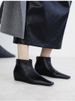 2024 Summer New Minimalist Zipper Square Toe Wedge Height Increasing Ankle For Women Old Money Style Short Boots_voghion.com