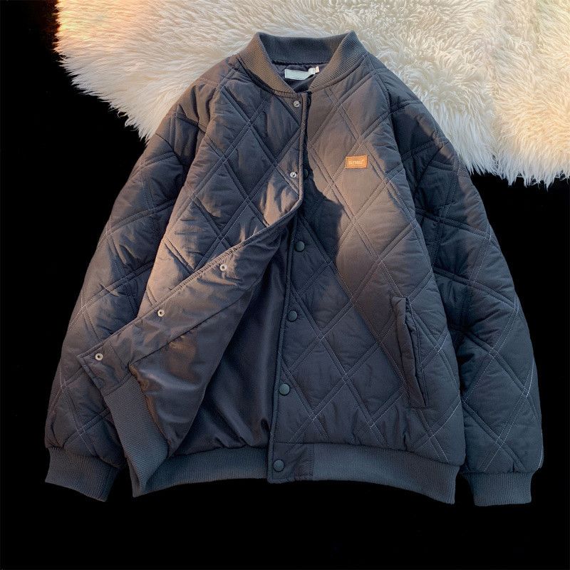 2025 Lamb Wool Men's Winter Trend, Loose Casual Bread Jac, With Added Velvet And Thickened Ulation, Corduroy Cotton_voghion.com