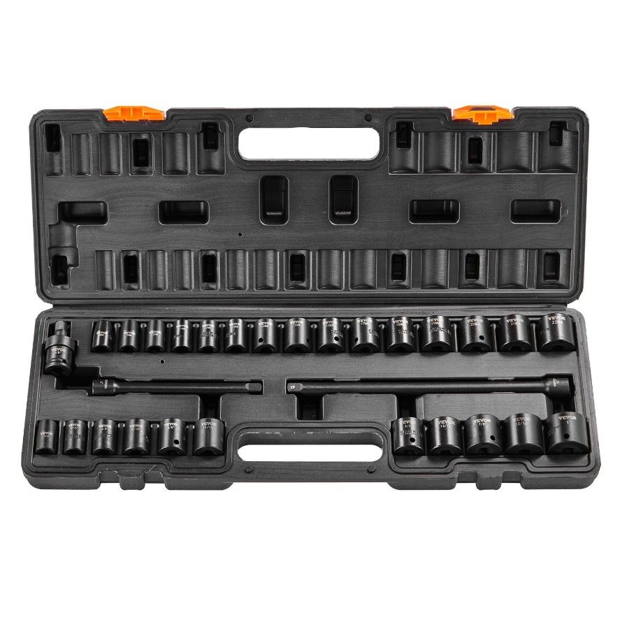 Bit Drive Case 29pcs Sockets 3 Ratchet Impact Tool Set 8in 6Point Kit_voghion.com