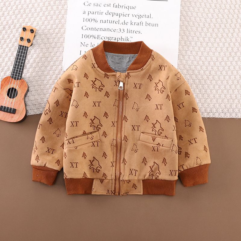 Berniukų viršutiniai drabužiai 2024 m. pavasariui ir rudeniui, nauja vaikiška striukė, stilinga moteriška laisvalaikio palaidinė kūdikiui_voghion.com