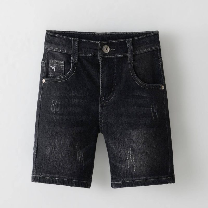 Abbigliamento per bambini Jeans estivi a pois neri in cotone tinta unita Pantaloncini con elastico ordinario Pantaloncini in denim traspirante in cotone_voghion.com