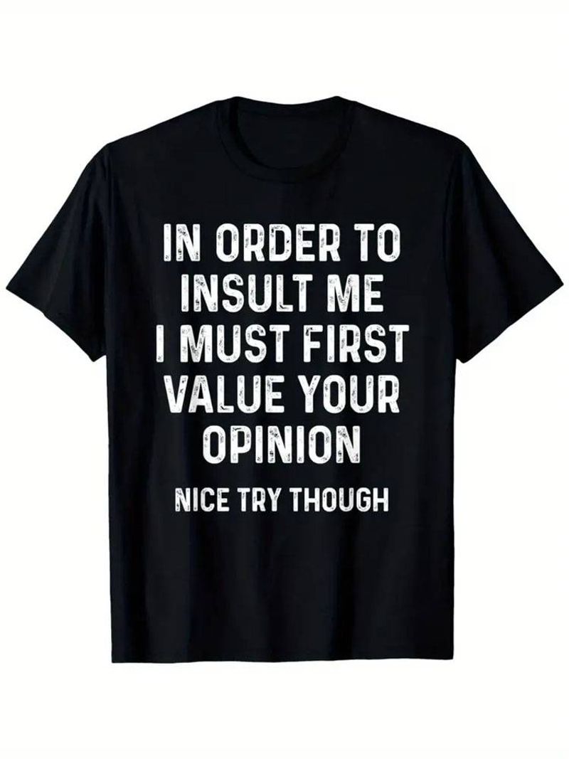 [Excellent] Summer Men's Black Casual Short-sleeved Creative Design Text Street Party T-shirt 240g_voghion.com