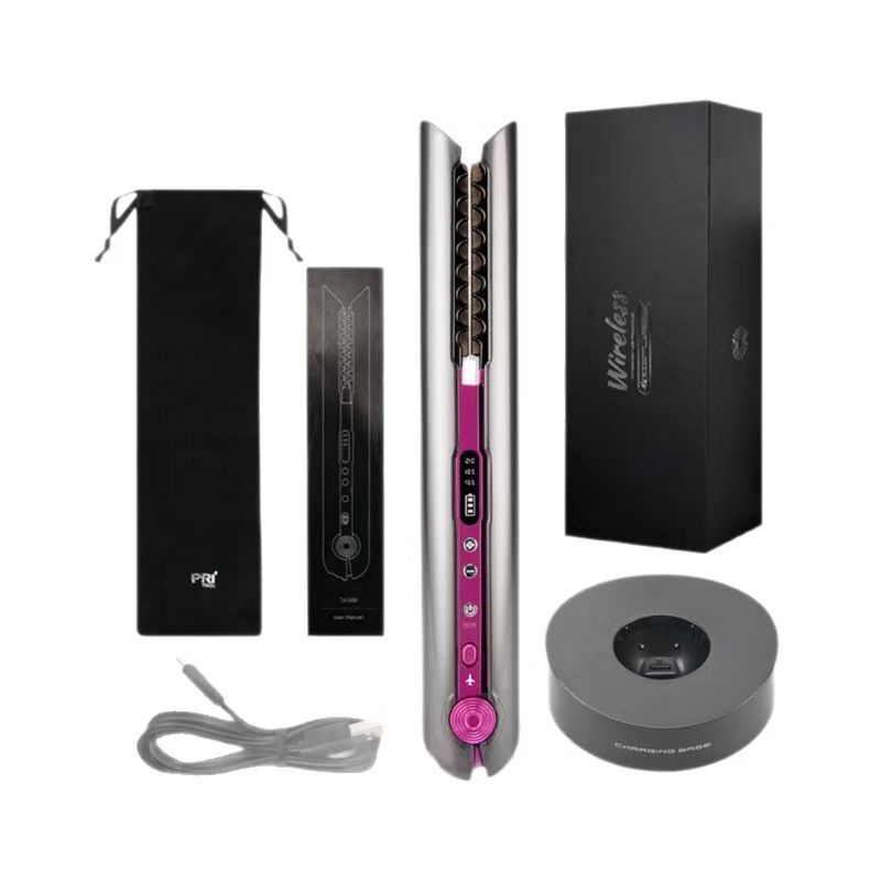 Wireless Mini Hair Straightener & Curler 2-in-1, Portable Styling Iron With Ceramic Coating, Fast Heating, 15 Temp Settings,_voghion.com