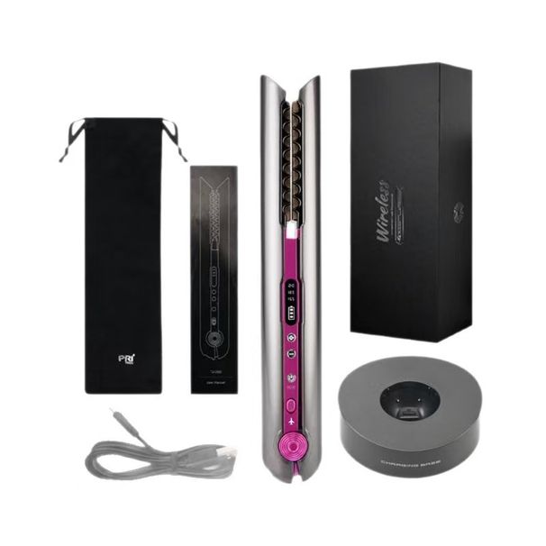 Wireless Mini Hair Straightener & Curler 2-in-1, Portable Styling Iron With Ceramic Coating, Fast Heating, 15 Temp Settings,_voghion.com