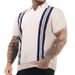 Men's Clothing Polo Shirt V Neck Short Sleeved Knitted Sweater Men's Striped Color Matching Slim Fit Business Ice Silk Breathable Trendy_voghion.com