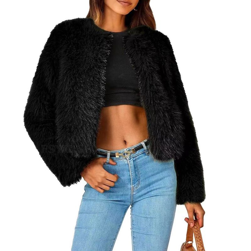 Veste de fourrure de mode classique de style chaud d'automne des femmes_voghion.com