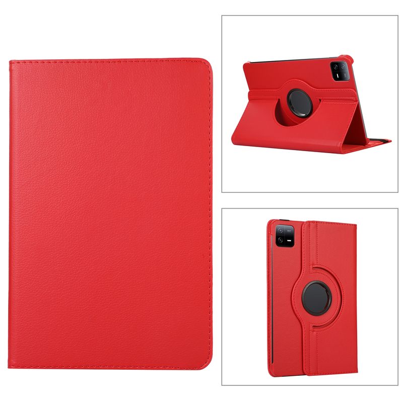Para Xiaomi Pad 6 / Pad 6 Pro 360 graus de rotação Litchi Texture Leather Tablet Case (vermelho)_voghion.com