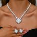 Set di gioielli da donna, set di gioielli alla moda, collana e orecchini di lusso con strass scintillanti, gioielli alla moda con nappe a forma di ventaglio per le donne_voghion.com