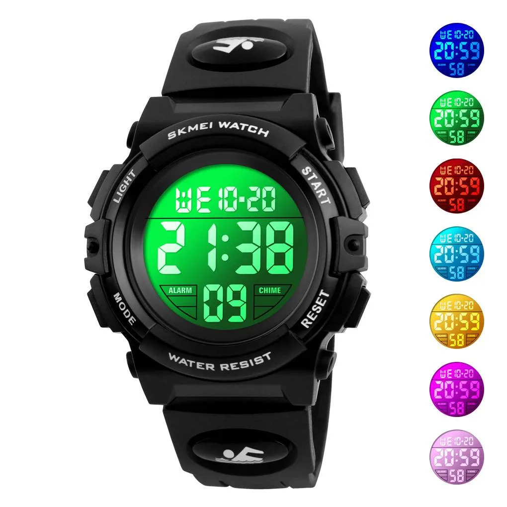 Children's watch Men's waterproof electronic watch Large dial sports watch Fashion multi-functional outdoor student watch_voghion.com