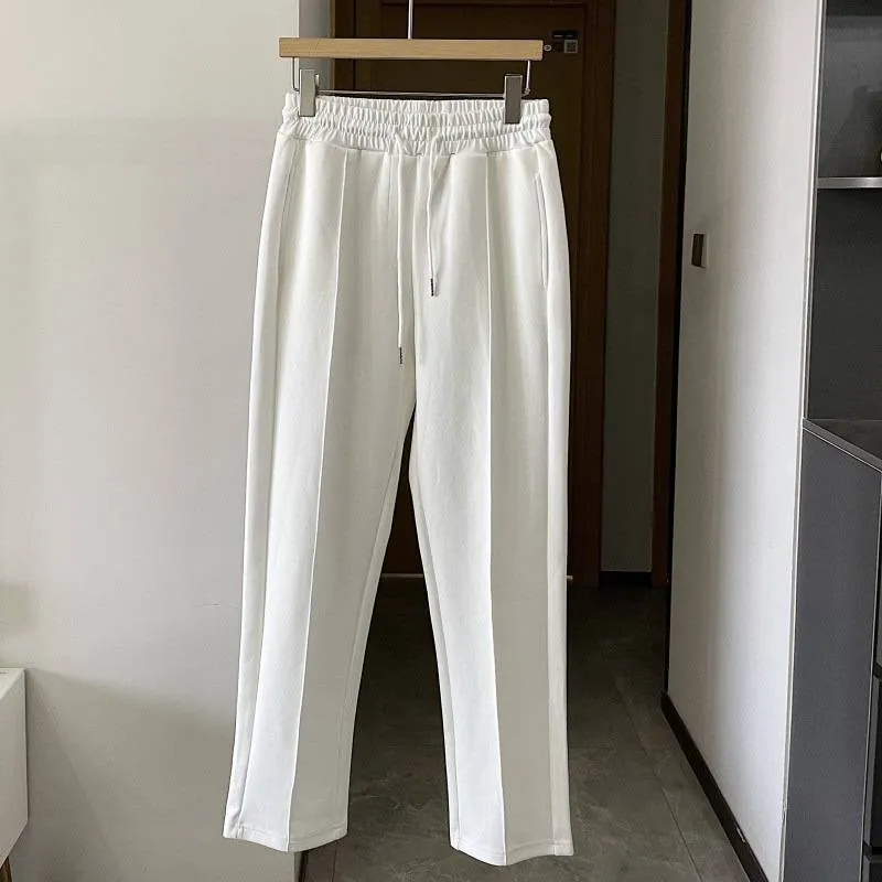 Vêtements pour hommes Pantalons de sport droits Pantalons décontractés blancs pour hommes Pantalons à jambes larges Pantalons de survêtement pour printemps et automne_voghion.com