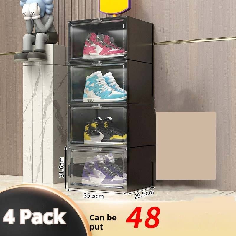 Cutie de depozitare pentru încălțăminte din plastic transparent - Vitrină stivuibilă pentru pantofi sport cu deschidere laterală pentru pantofi_voghion.com