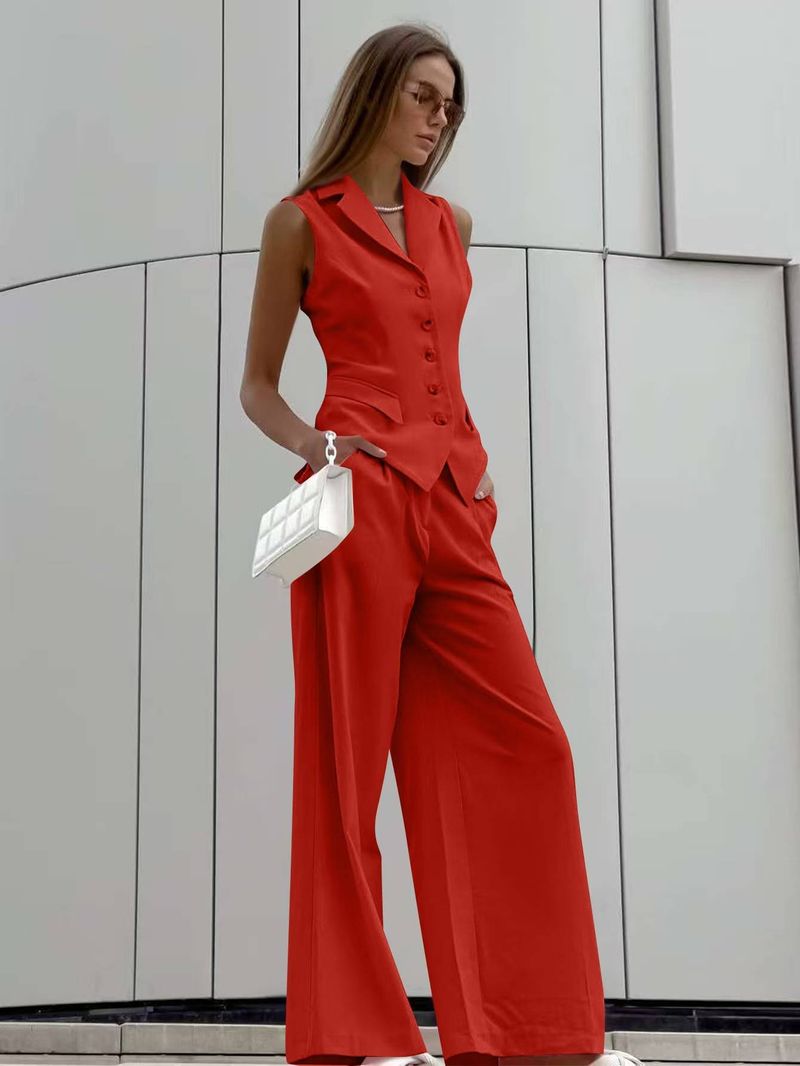 Gilet décontracté tendance, pantalon, costume en coton et lin, vêtements pour femmes_voghion.com