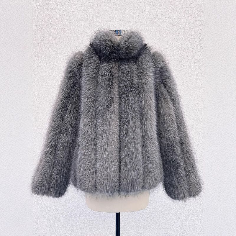 Cappotto in pelliccia sintetica di lusso per donna - Caldo cappotto invernale a maniche lunghe con cuciture in pelliccia di volpe, elegante top dalla vestibilità ampia_voghion.com