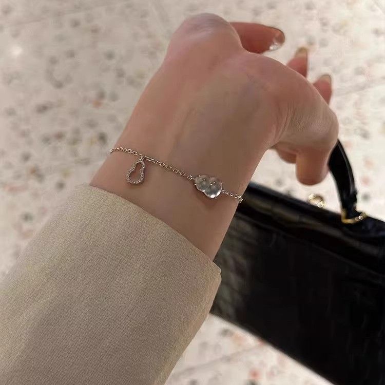 Pulseira de cabaça de jade de espuma de água leve e luxuosa para mulheres, novo nicho, joia requintada, versátil e elegante para presente_voghion.com