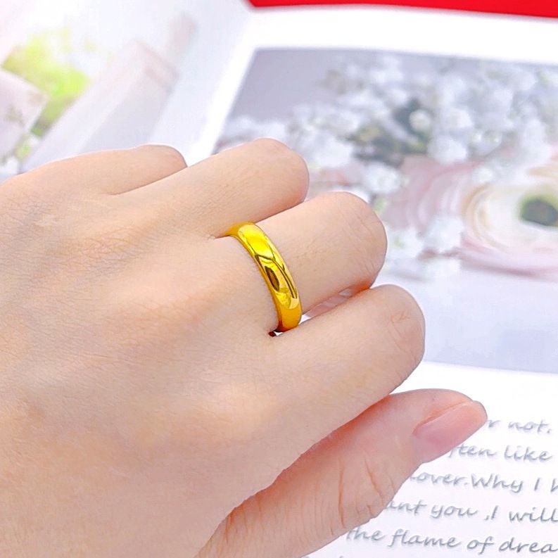 Authentic Sand Gold Ring Couple In Wedding Color, With Smooth Surface Plated Simulation That Will Not Fade For A Long_voghion.com