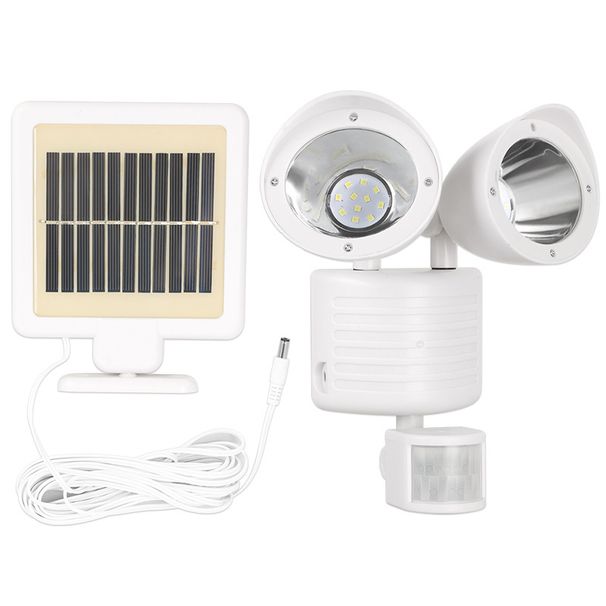 Sensor de movimento solar com cabeça dupla, 22 LEDs, à prova d'água, iluminação para áreas externas, para jardim, caminho, garagem_voghion.com