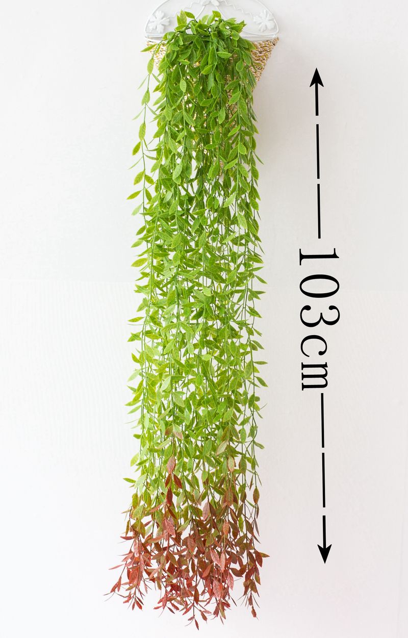 Spray color simulation red dragon grass wall hanging Extended green grass wall hanging landscape Green plant vine leaves_voghion.com