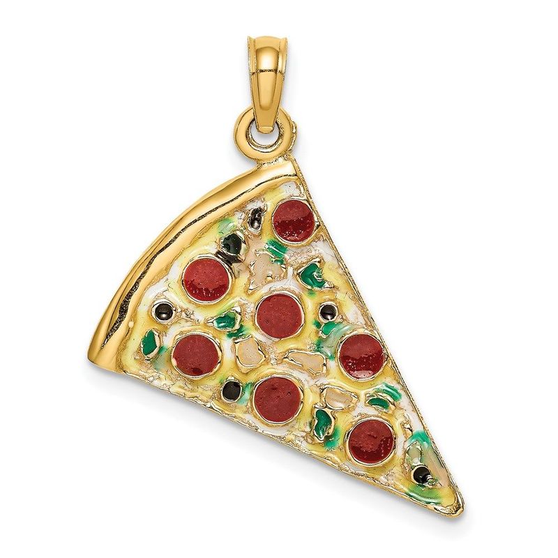 14K W/Enamel Large Pepperoni Pizza Slice_voghion.com
