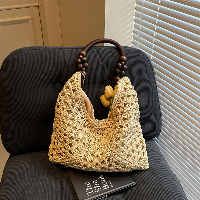 Borsa a tracolla intrecciata con scheletro per le vacanze estive in spiaggia da donna, 2025_voghion.com