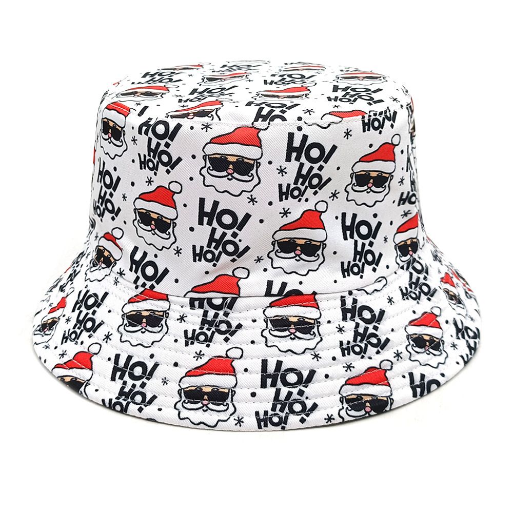 Santa Claus pattern fisherman new old man snowflake print basin for men and women sun hat trend_voghion.com
