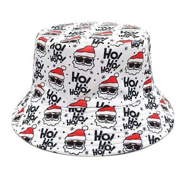 Santa Claus pattern fisherman new old man snowflake print basin for men and women sun hat trend_voghion.com